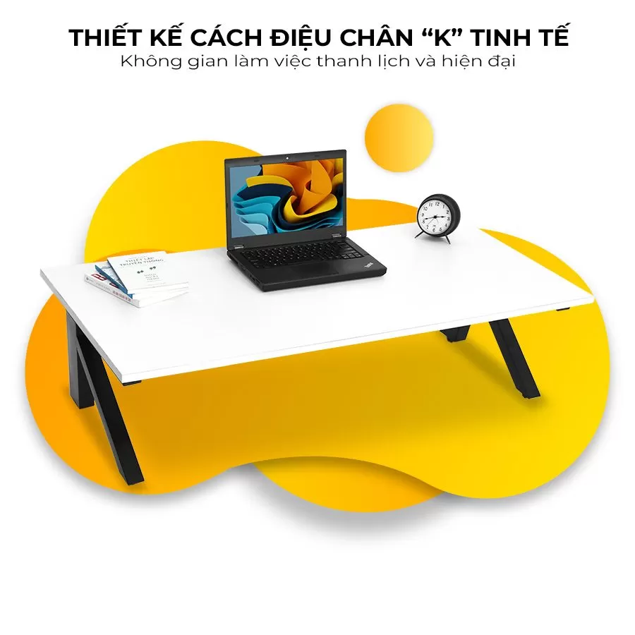 bàn bệt làm việc chữ K mặt trắng - Thiết kế cách điệu chân K tinh tế