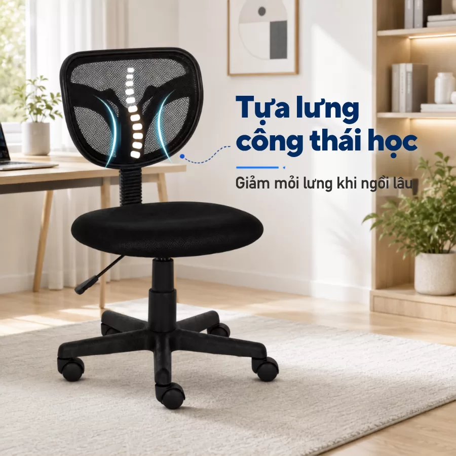 Ghế xoay không tay vịn nhỏ gọn