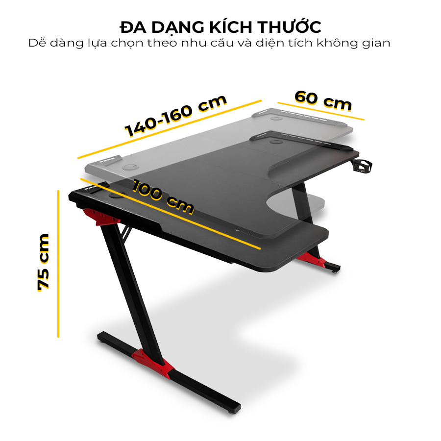 Bàn gaming Fufutech L2 - Đa dạng kích thước