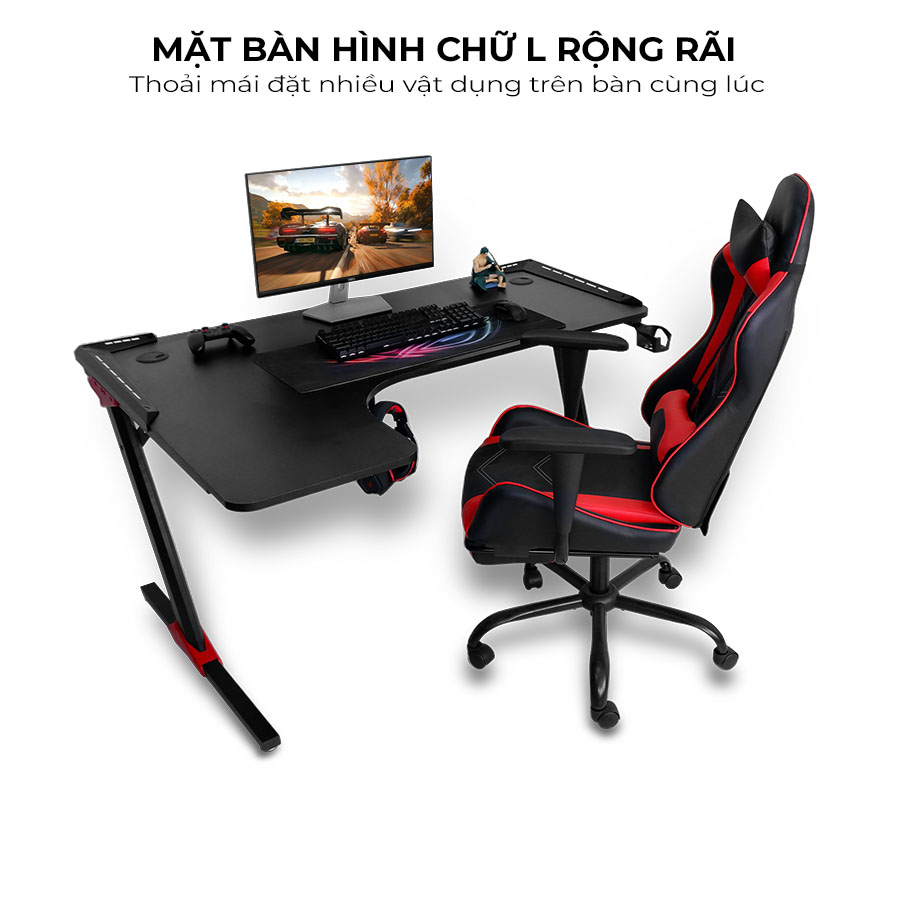Bàn gaming Fufutech L2 - Mặt bàn hình chữ L rộng rãi