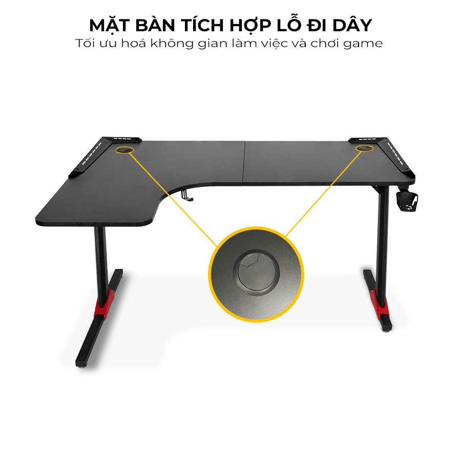 Bàn gaming Fufutech L2 - Mặt bàn tích hợp lô đi dây