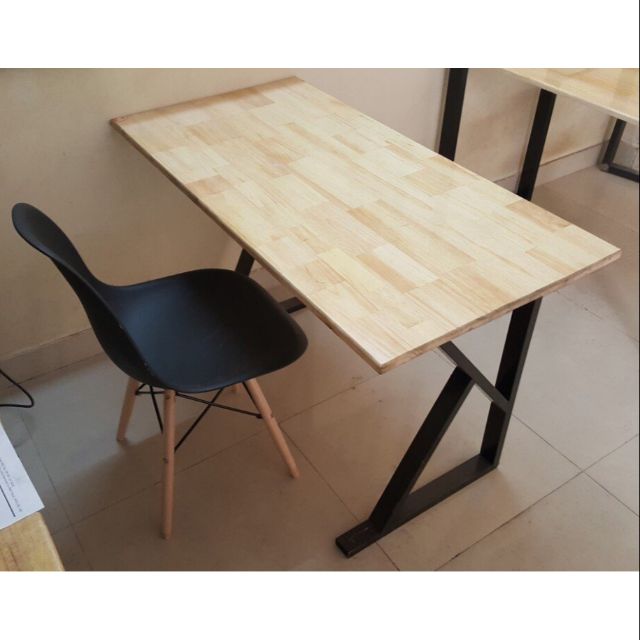 Bàn chữ K mặt gỗ cao su tự nhiên